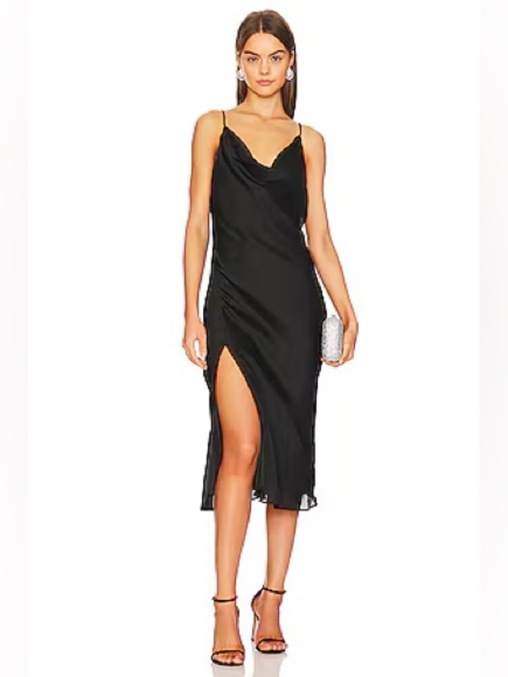 BCBG Cowl Neck Black Midi Dress